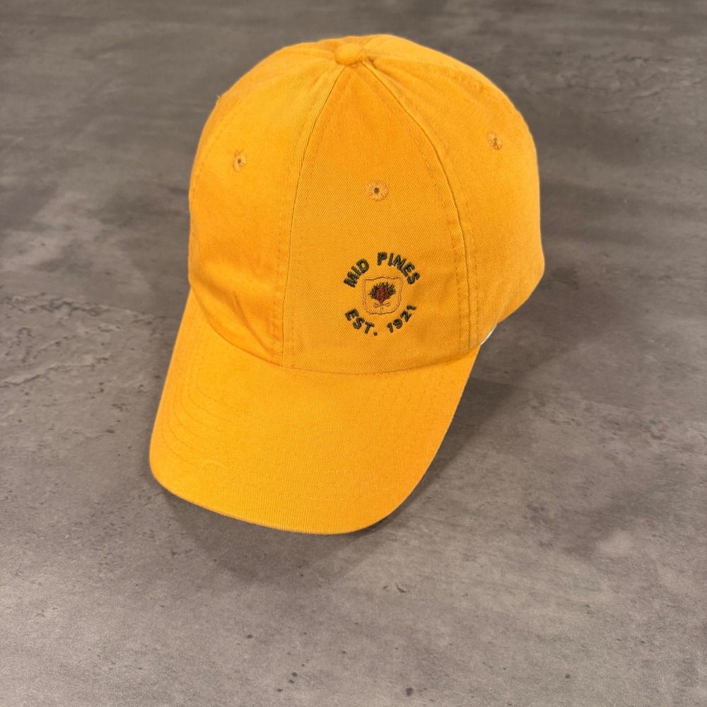 Vintage Mid Pines Golf Resort Hat Yellow Embroidered‎ Baseball Cap Donald Ross